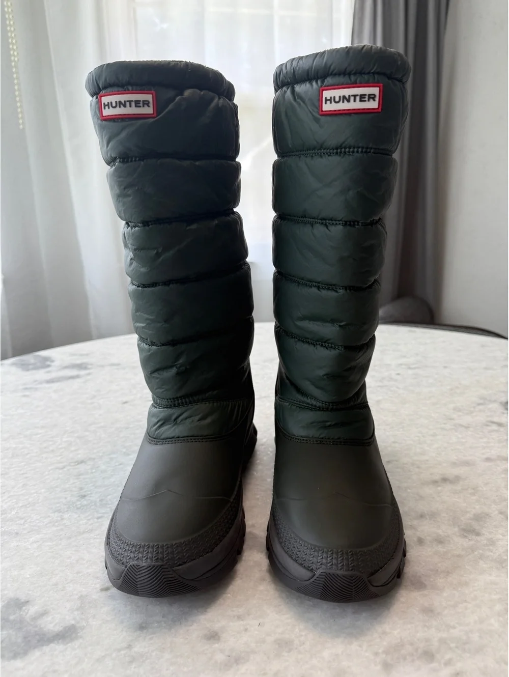Hunter Women's Intrepid Tall Snow Boots in an olive or willow green hue Size 8